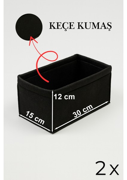 Keçe Çekmece ve Dolap Düzenleyici Organizer Seti 6 Parça – Siyah, Çok Amaçlı Düzenleyici Kutular