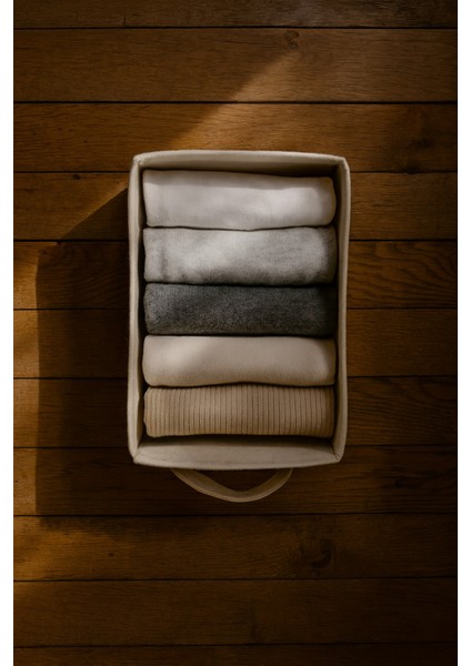 Krem Dolap Içi, Çamaşır, Oyuncak Düzenleyici, Saklama Kutusu, Keçe Sepet Organizer 38X25X13 cm modelleri