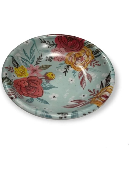 Melamin Çay Tabağı Renkli Çiçek Desenli Melamin Tabak Royaleks-71