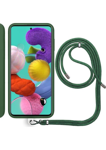 Samsung Galaxy A73 İp Askılı Silikon Kılıf Haki