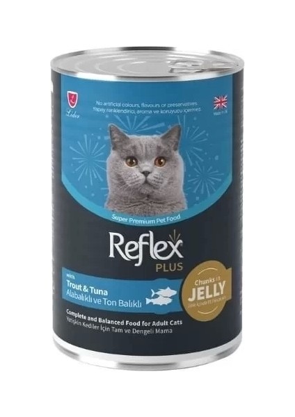 Reflex Plus Jöle Içinde Alabalıklı ve Ton Balıklı Yetişkin Konserve Kedi Maması 400 gr