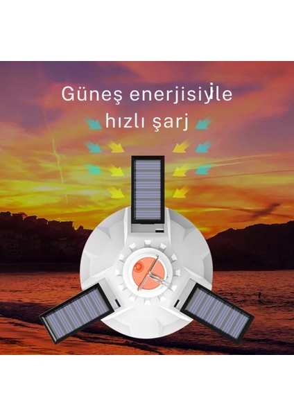 Güneş Enerjili Taşınabilir LED Kamp Lambası, Su Geçirmez, Kancalı, Telefon Şarjlı fırsatları