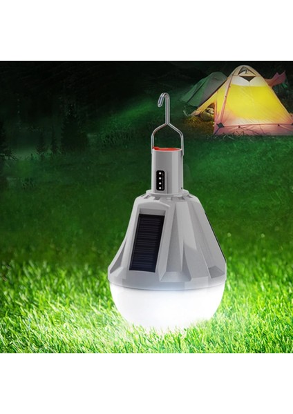 Güneş Enerjili Taşınabilir LED Kamp Lambası, Su Geçirmez, Kancalı, Telefon Şarjlı