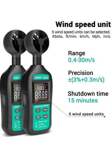 GN301 Dijital Anemometre Termometre Aneng Sıcaklık Arkadan Aydınlatmalı El Rüzgar Hızı Ölçer Anemometer modelleri