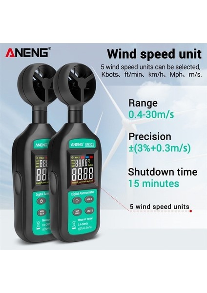 GN301 Dijital Anemometre Termometre Aneng Sıcaklık Arkadan Aydınlatmalı El Rüzgar Hızı Ölçer Anemometer fırsatları