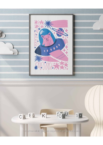 Kedi ve Uzay Gemisi - Modern Uzay Temalı Çocuk Odası Poster fiyatları