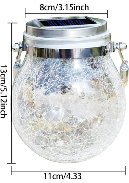 Sarı Çatlak Cam Kavanoz Işığı, 20 LED Yıldızlı Peri Ipli Masa Dekoru