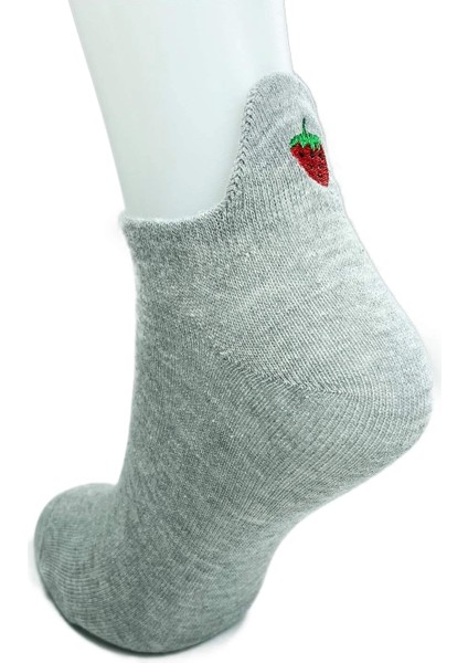 6 Çift Çilek Nakış Baskılı Pamuklu Yumuşak Kadın Bilek Çorap fiyatları