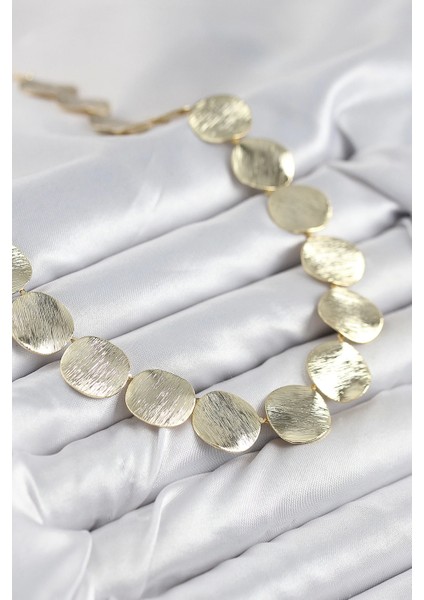 Pirinç Sıralı Para Model Gold Renk Kadın Kolye