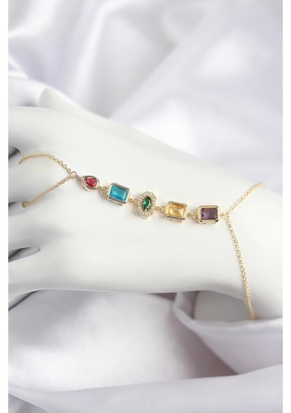 Pirinç Renkli Zirkon Taşlı Model Gold Renk Şahmeran
