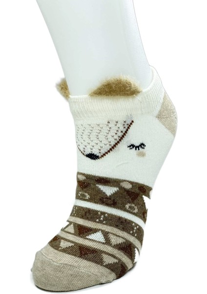 4 Çift Yumuşak Ponpon 3 Boyut Kulaklı Desenli Pamuklu Kadın Bilek Çorap fiyatları