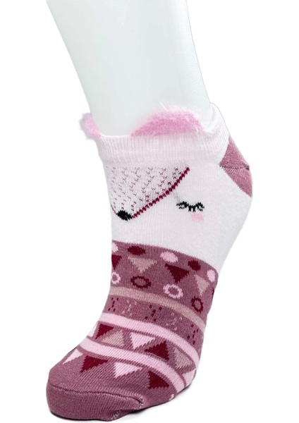 4 Çift Yumuşak Ponpon 3 Boyut Kulaklı Desenli Pamuklu Kadın Bilek Çorap fırsatları