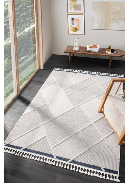 Iskandinav Modern Saçaklı Dokuma Halı Oturma Odası Salon Halısı