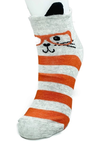 3 Çift Kedi Temalı 3 Boyut Kulaklı Pamuklu Esnek Kadın Bilek Çorap fiyatları