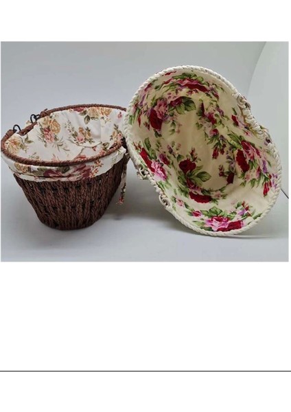 Kumaşlı Hasır Ekmek Sepeti Saplı Oval ROYALEKS-MTR-2003-51