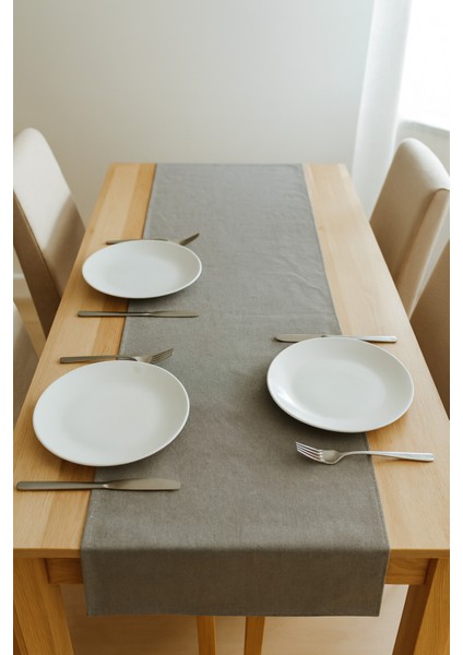 Gri Şık Masa Runnerı 50X150 cm – Modern ve Zarif Masa Örtüsü Runner