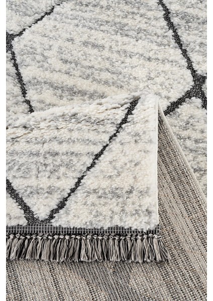 Bukleli Yumuşak Shaggy Avelia Serisi Saçaklı Krem Anthrazit Salon Oturma Odası Halısı fırsatları