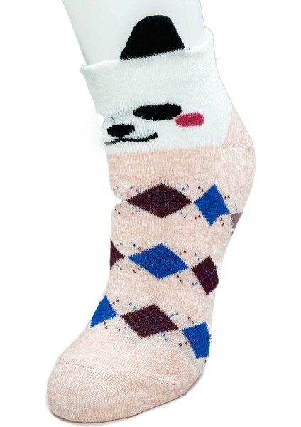 3 Çift Köpek Temalı 3 Boyutlu Kulaklı Pamuk Ekose Kadın Bilek Çorap modelleri