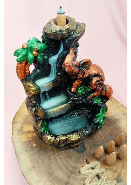 Buyuk Boy Fil Figürlü Biblo Model Geri Akış Şelale Tütsülük 5 Adet Koni Hediye indirimleri