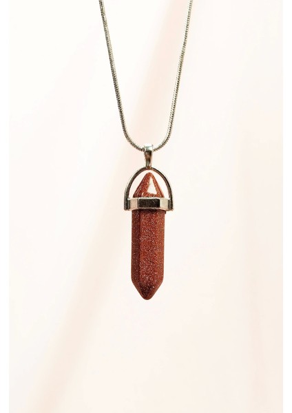 Yıldız Taşı Doğal Taşı Zincirli El Yapımı Tasarımlı Kolye Uç: 3,5 cm Zincir: 20 cm Kutulu