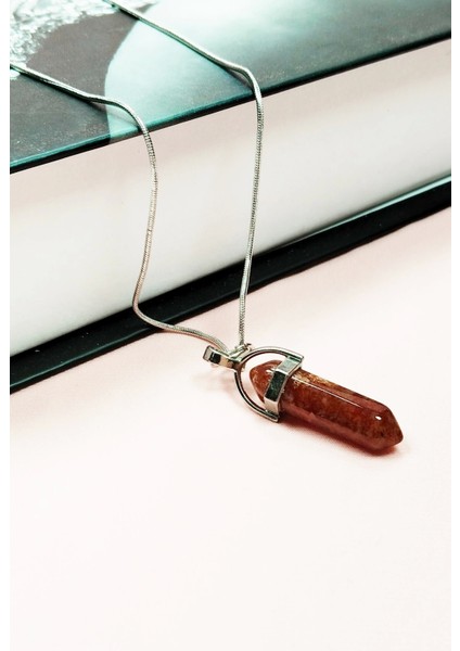 Jasper Doğal Taşı Zincirli El Yapımı Tasarımlı Kolye Uç: 3,5 cm Zincir: 20 cm Kutulu modelleri