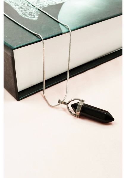 Onix Doğal Taşı Zincirli El Yapımı Tasarımlı Kolye Uç: 3,5 cm Zincir: 20 cm Kutulu modelleri