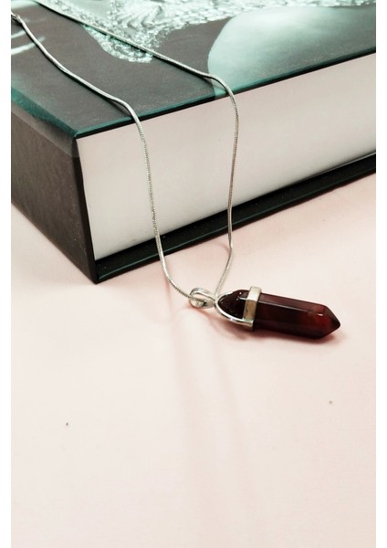 Granit Doğal Taşı Zincirli El Yapımı Tasarımlı Kolye Uç: 3,5 cm Zincir: 20 cm Kutulu modelleri