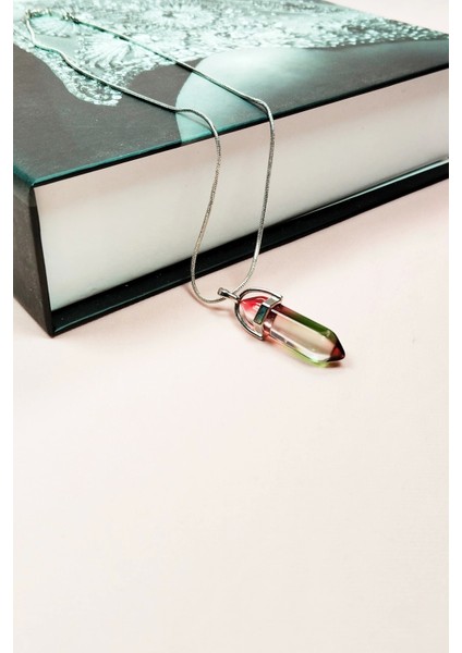 Anyolit 2 Doğal Taşı Zincirli El Yapımı Tasarımlı Kolye Uç: 3,5 cm Zincir: 20 cm Kutulu modelleri