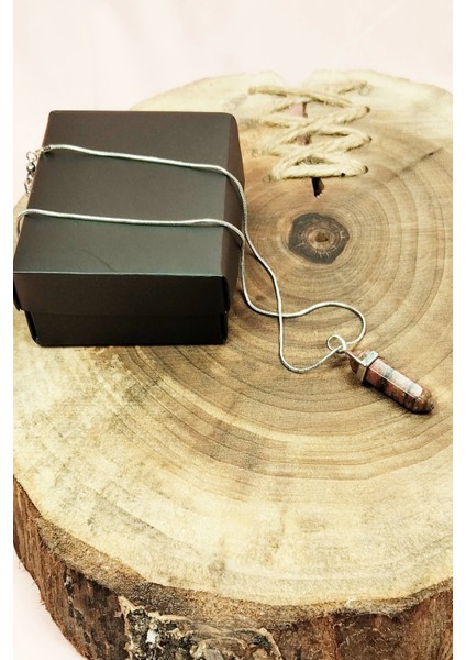 Kantaşı Doğal Taşı Zincirli El Yapımı Tasarımlı Kolye Uç: 3,5 cm Zincir: 20 cm Kutulu fırsatları