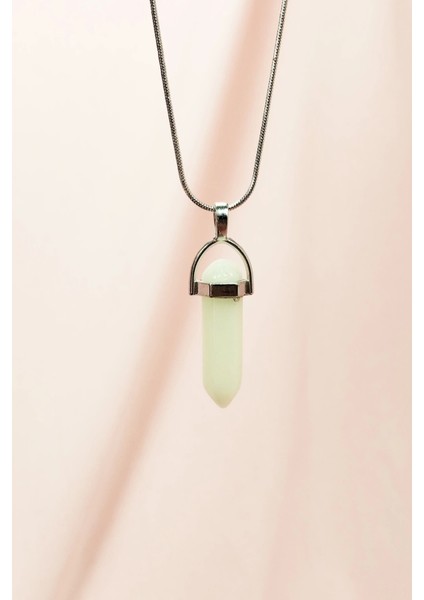 Kedi Gözü Doğal Taşı Zincirli El Yapımı Tasarımlı Kolye Uç: 3,5 cm Zincir: 20 cm Kutulu