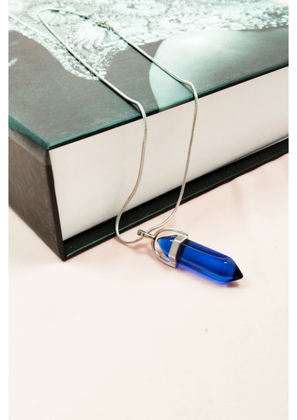 Safir Doğal Taşı Zincirli El Yapımı Tasarımlı Kolye Uç: 3,5 cm Zincir: 20 cm Kutulu modelleri