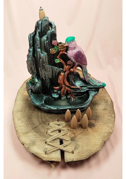 Buyuk Boy Kuş Figürlü Biblo Model Geri Akış Şelale Tütsülük 5 Adet Koni Hediye fırsatları