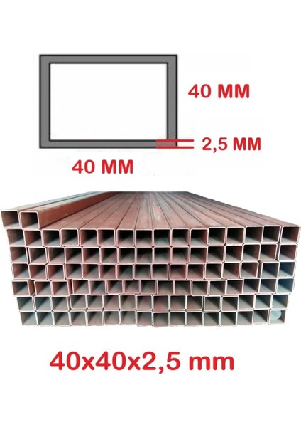 Boyalı 40X40X2,5 mm Kutu Profil Boru 1 Metre Kırmızı Renk fiyatları