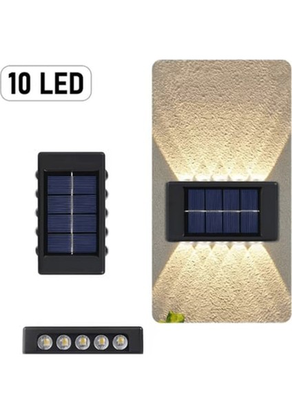 2'li Modern 5 Ledli Solar Çift Taraflı Duvar Aydınlatması, Siyah fiyatları