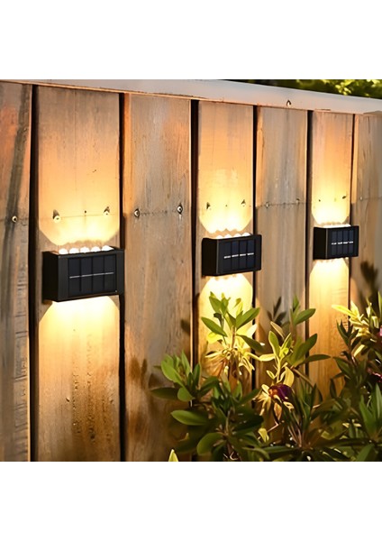 2'li Modern 5 Ledli Solar Çift Taraflı Duvar Aydınlatması, Siyah modelleri