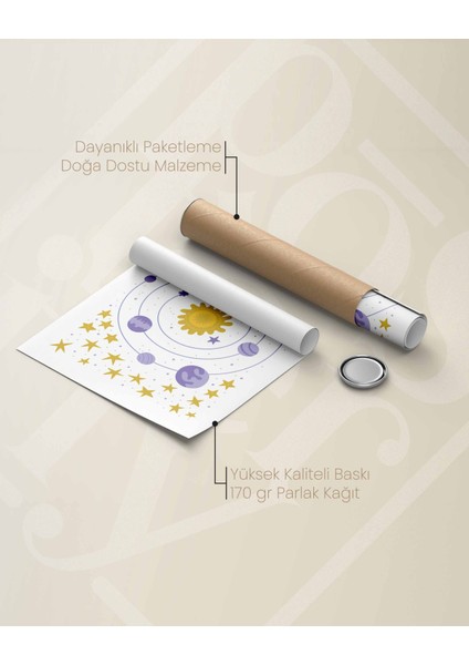 Güneş Sistemi - Çocuk Odası Için Eğitici Modern Poster