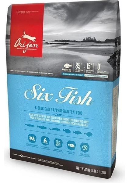 Orijen Six Fish Tahılsız Balık Yavru ve Yetişkin Kedi Maması 1.8 kg