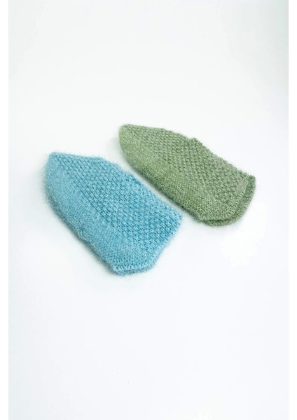 2 Çift El Örgüsü Kışlık Şık Kadın Yün Patik Set 5