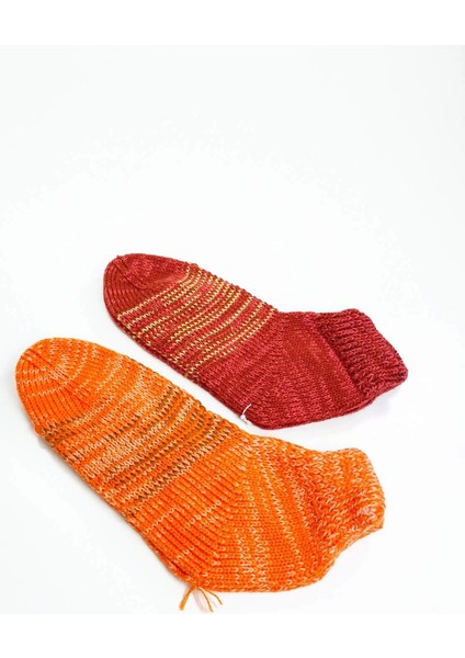 2 Çift El Örgüsü Kışlık Şık Kadın Yün Patik Set 15