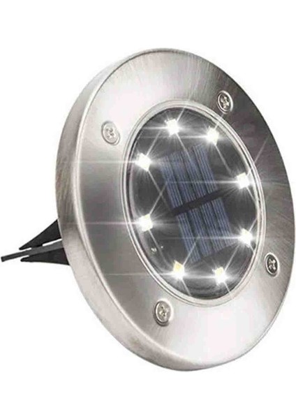 Güneş Enerjili 8 Led'li Çelik Disk Solar Lamba 12CM, Şık ve Dayanıklı Aydınlatma fiyatları