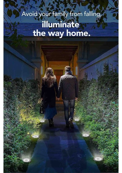 Güneş Enerjili 8 Led'li Çelik Disk Solar Lamba 12CM, Şık ve Dayanıklı Aydınlatma fırsatları