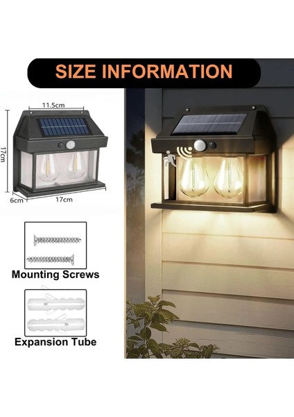 2024 Model Siyah Suya Dayanıklı Hareket Sensörlü Güneş Enerjili Dış Mekan Lambası fırsatları