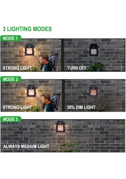 2024 Model Siyah Suya Dayanıklı Hareket Sensörlü Güneş Enerjili Dış Mekan Lambası