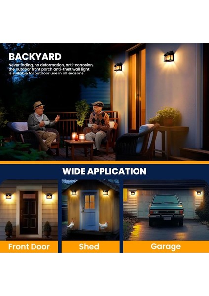 2024 Model Siyah Suya Dayanıklı Hareket Sensörlü Güneş Enerjili Dış Mekan Lambası