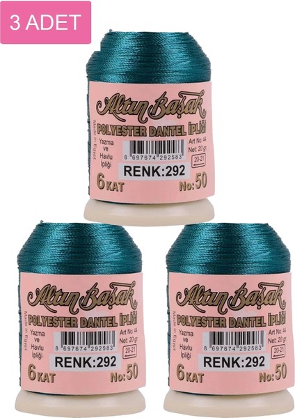 3 Adet Altınbaşak Oya ve Dantel Ipi 20 gr - Royaleks - No: 292