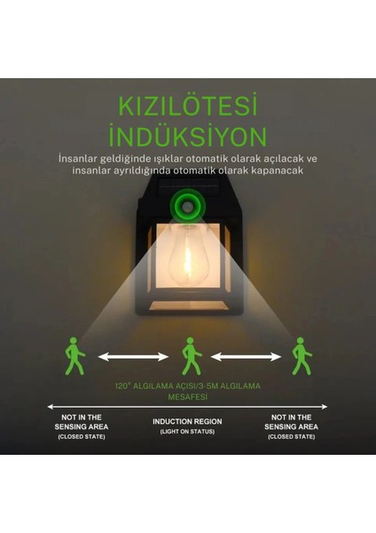 Güneş Enerjili Sensörlü Su Geçirmez Duvar Lambası, E27 Ampul Değiştirilebilir, Sarı Renk modelleri