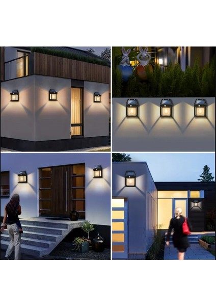 Güneş Enerjili Sensörlü Su Geçirmez Duvar Lambası, E27 Ampul Değiştirilebilir, Sarı Renk indirimleri