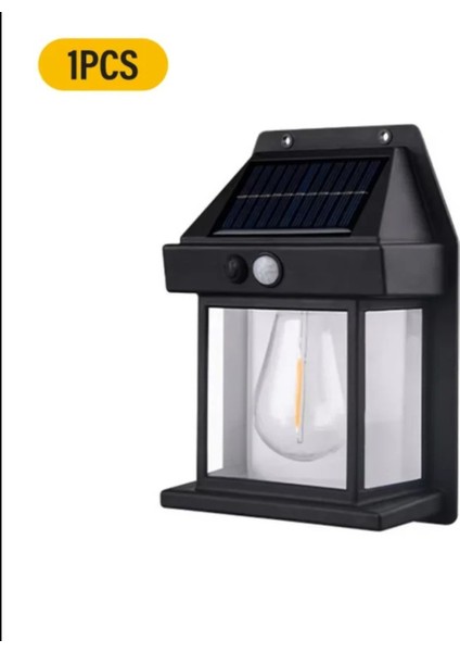 Güneş Enerjili Sensörlü Su Geçirmez Duvar Lambası, E27 Ampul Değiştirilebilir, Sarı Renk