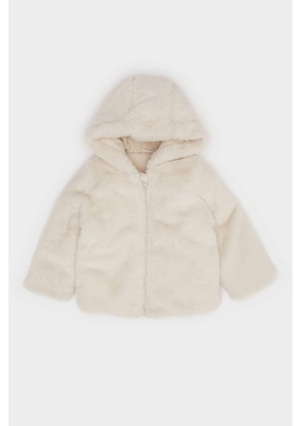 Kız Bebek Kapüşonlu Fermuarlı Pelüş Mont C5319A525AU