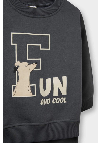 Erkek Bebek 2'li Takım Baskılı Sweatshirt Eşofman Altı E8994A525AU modelleri